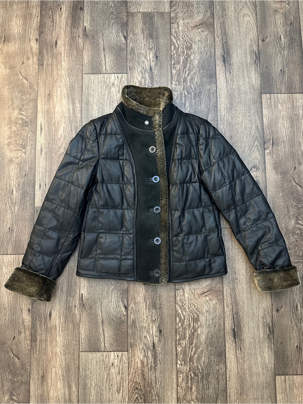 Eddie Bauer Y2K 2008 Premium Shearling Goose Down Leather Jacket Women’s Size M
